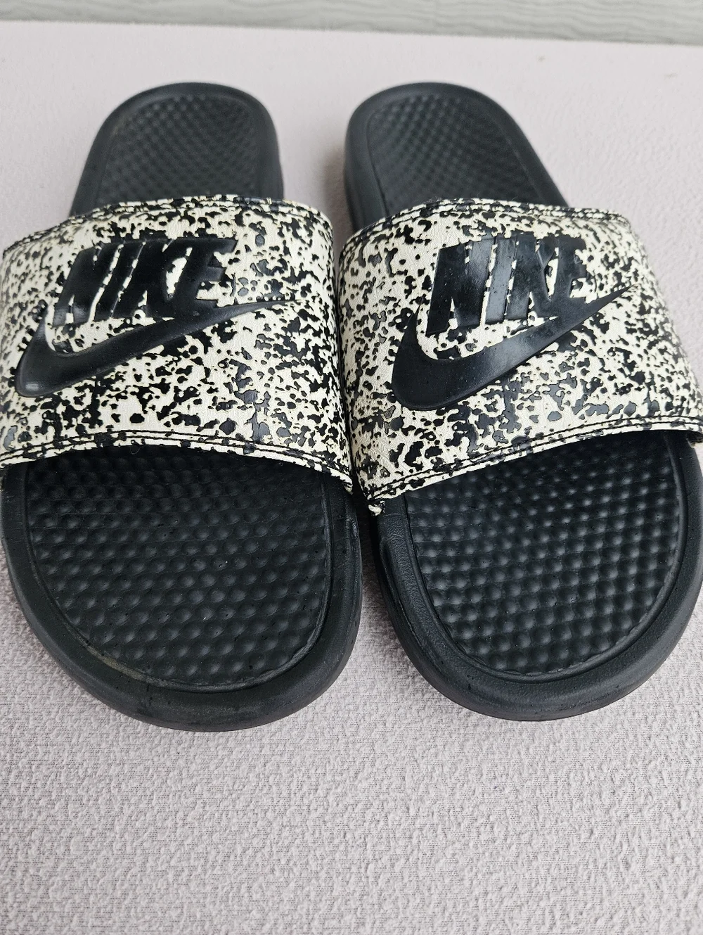 Nike Benassi JDI Slides Sandals Black White Men SZ 12 Slip-On Sports 631261-100